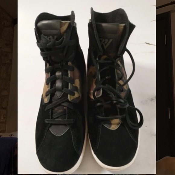 EXCELLENT Nike Air Jordan’s 7 Black Suede and Green Camouflage Hightops - Picture 3 of 9